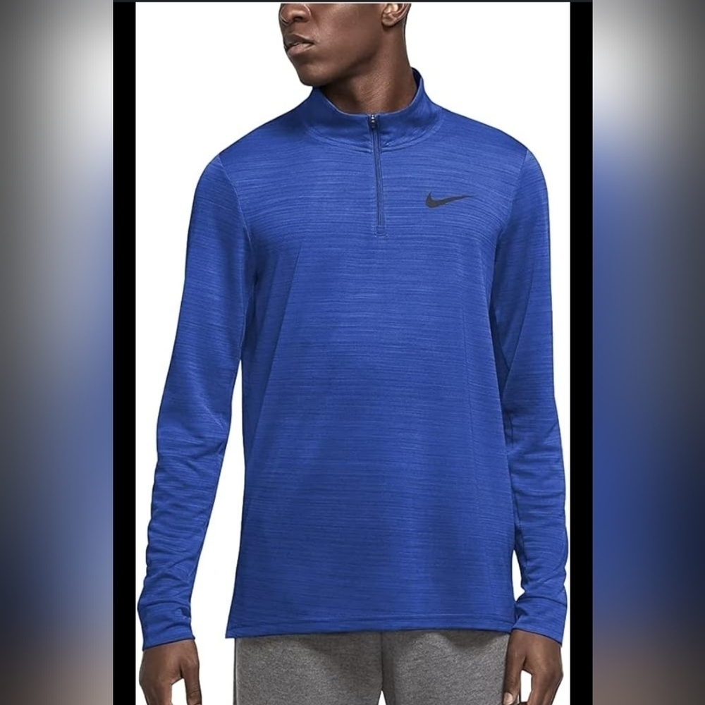 Nike Sweater Mens Medium BlueDri Fit 1/2 Zip Pull Over RayonPolyester Spandex